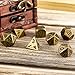 Hestya 7 Pieces Metal Dices Set DND Game Polyhedral Solid Metal D&D Dice Set with Storage Bag and Zinc Alloy with Enamel for Role Playing Game Dungeons and Dragons, Math Teaching (Antique Brass)