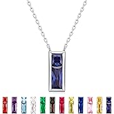 SUNFEEL Birthstone Necklace for Women, S925 Sterling Silver Necklaces with Square Cubic Zirconia Gemstone Necklace Women's Jewelry Anniversary Birthday Gifts for Women Mom Wife Her