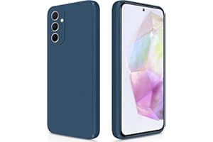 GiiYoon Silicone Case Compatible with Samsung Galaxy A35 5G, Full Body Silky Soft Touch Phone Case with Camera Protection, Shockproof Cover with Microfiber Lining, Blue