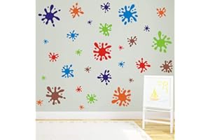 TOARTi Multicolor Paint Wall Decal (112pcs), Splatter and Splotches Wall Sticker for Classroom Decoration, Primary Color Paint Splash Room Decor Ink Splotch Wall Stickers