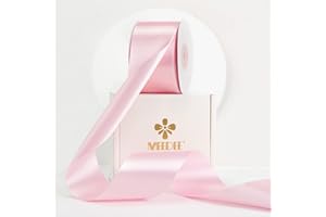MEEDEE Pink Satin Ribbon 2 Inch Pink Ribbon Lux Satin Double Faced Ribbon by 25 Yards Silk Ribbon Satin Ribbon for Gift Wrapping, DIY Crafts, Satin Weddings, Flower Bouquet, Holiday Decorating