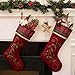 Valery Madelyn 21 inch Traditional Holly Leaves Christmas Stockings, Large Farmhouse Christmas Stockings with Red Green Tartan Cuff, Themed with Tree Skirt (Not Included)