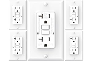 OMEENET 20 Amp GFCI Outlet, Tamper Resistant, Weather Resistant, Self Test GFI Receptacle, 20A Ground Fault Circuit Interrupter Outlet for Indoor or Outdoor Use, UL Listed, White (5 Pack)