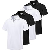TAGIHOO 4 Pack Boys Mesh Athletic Polo Shirt Quick Dry Golf Moisture Wicking Active Short Sleeve for Youth