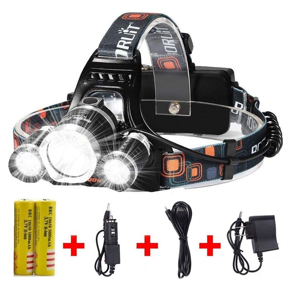 Brightest Led Headlamp 10000 Lumens Flashlight Rechargeable Battery