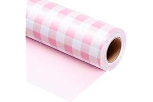 Burymento Pink Checkerboard Wrapping Paper, Gift Wrap for Birthday, Valentines, Mothers day, Graduation, Wedding, Fathers day, Baby Shower, Christmas (17in x 32.8ft)