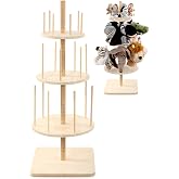 AceOrbit Puppet Stand for 18 Puppets 30 Inches Education Wooden Tree 3 Layer Display Doll Holder Storage Rack for Classroom