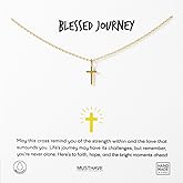 MUSTHAVE Minimalist Gold Cross Necklace 18K Gold Plated Dainty Christian Pendant, Faith Jewelry for Women, Simple Everyday Layering Necklace, Classic Latin Cross, 16+2" (Yellow Gold)