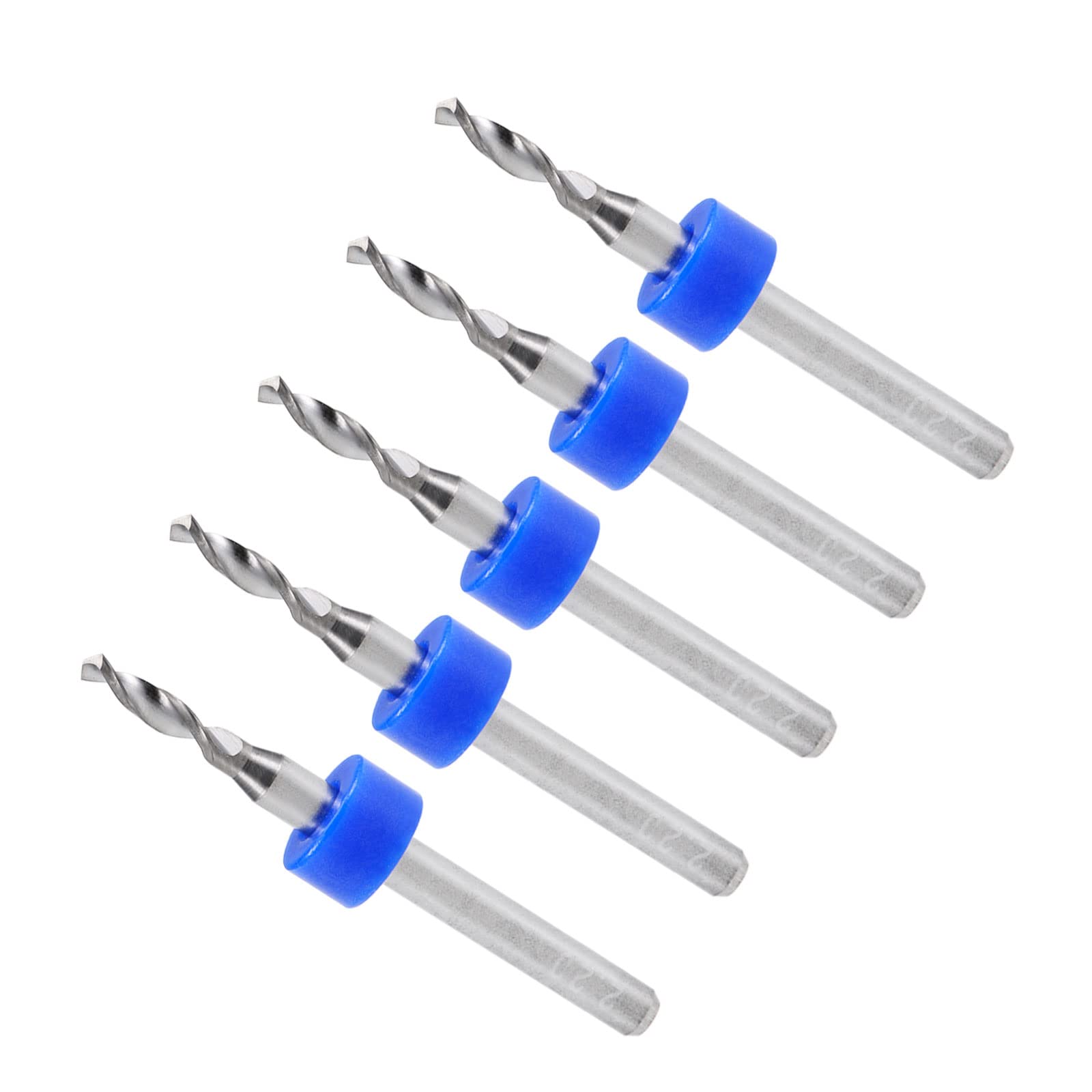 CoCud Micro PCB Drill Bits, 1/8" Shank 2.2mm Cutting Edge, Tungsten Carbide Print Circuit Board Drill Bit - (Applications: for CNC Drilling Engraving Machine), 5-Pieces