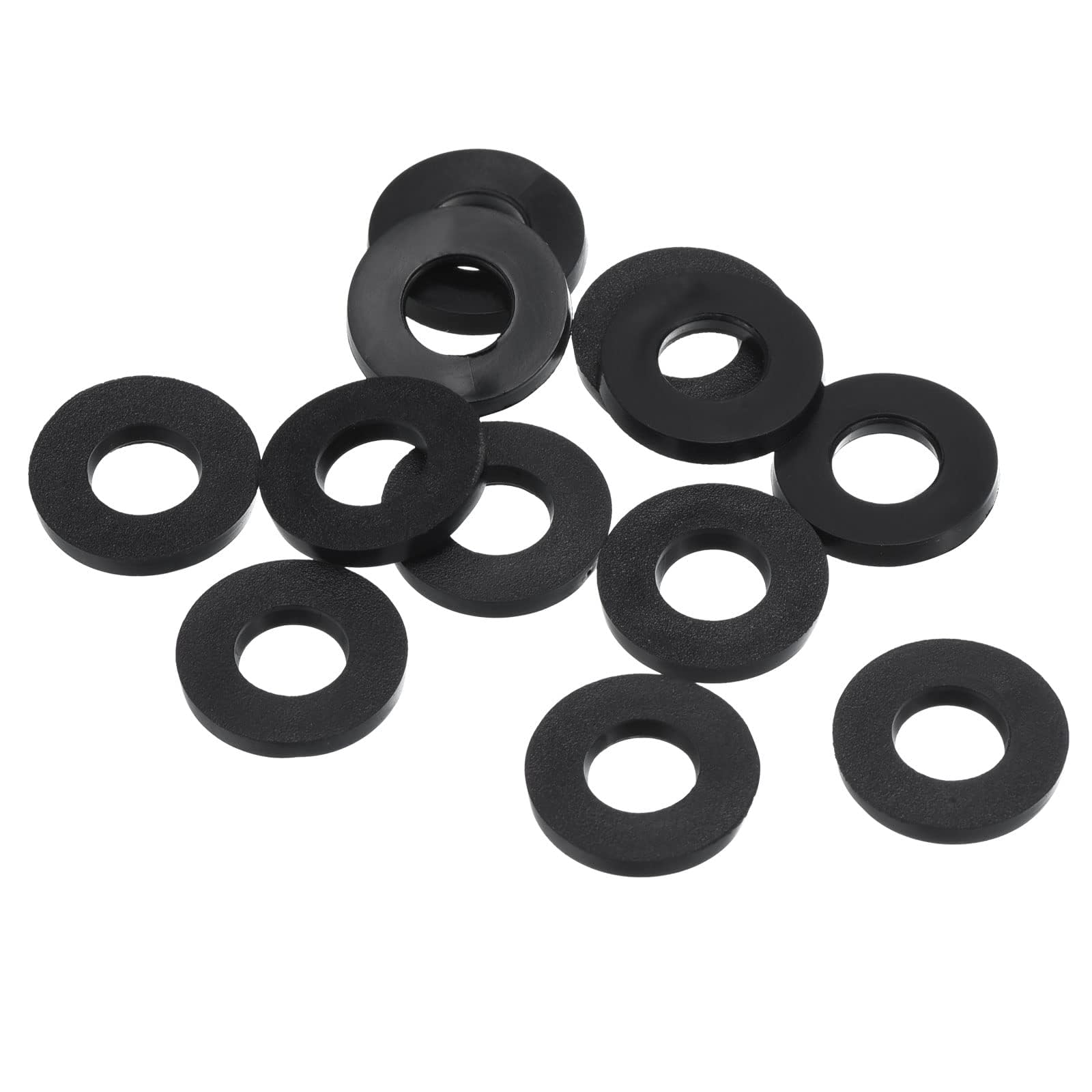 TOP-VIGOR 12Pcs Rubber Flat Washers, 16mm OD 8mm ID 2.2mm Thickness Heavy Duty Black Rubber Grommet Vibration Damping Pads Sealing Gasket Washers for Faucet Pipe Water Hose Fastener Bolt