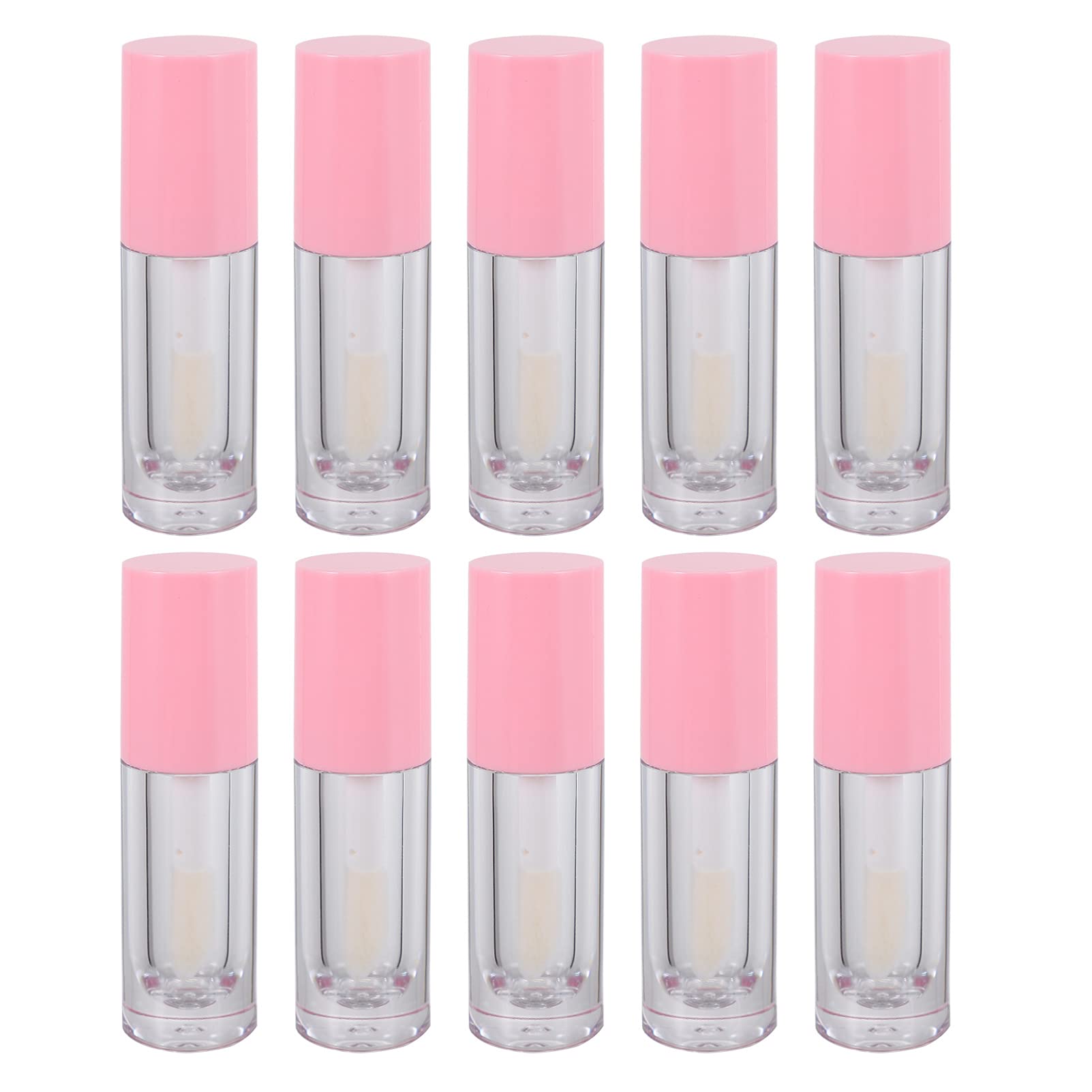 minkissy 10pcs 6ml Empty Lip Gloss Tubes Refillable Lipgloss Containers Transparent Lip Balm Bottles for Lipstick Samples (Pink)
