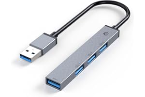 TOTU USB Hub, 4-Port USB 3.0 Hub, USB Hub for Laptop Ultra-Slim Multi USB Splitter for Patio Backyard Party Garden Lawn and Other Outdoor Activities, Graphite