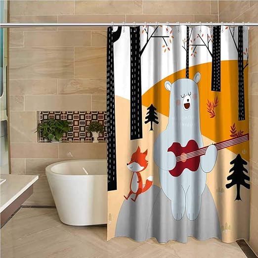 Amazon Com Colorful Fashion Shower Curtain Animal Bear Botany