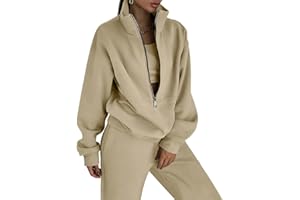 COZYPOIN Women's Sweatsuit Sets 2 Piece Fleece Outfit Half Zip Sweatshirt and Joggers Pants Tracksuit