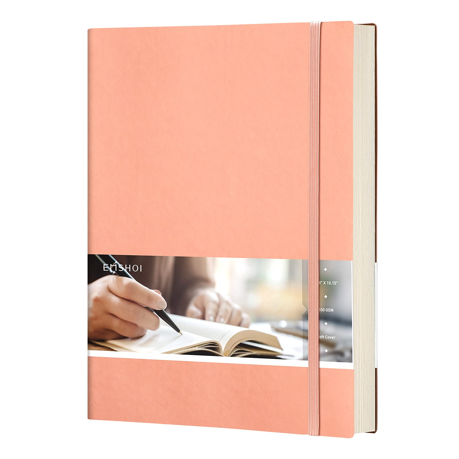 EMSHOI B5 Notebook Bullet Dotted Journal - 19 x 25 cm Large Leather Notepad with Sticky Notes, 192 Numbered Pages, 100gsm Dot Grid Paper, Softcover, for Women Men Drawing Work - Pink