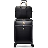 feilario 2Pcs Leather Business Spinner Wheel Luggage Waterproof Carry-On Suitcase with TSA Lock - Capacity 36-55L