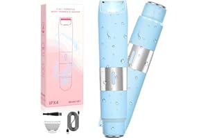 Qreeyx Dual Head Electric Shaver Bikini Trimmer for Women, IPX4 Waterproof Wet & Dry Use Body Trimmer for Face Lip Chin Pubic Underarm Legs, 80Mins Runtime, Travel-Friendly, Ideal Gift for Women