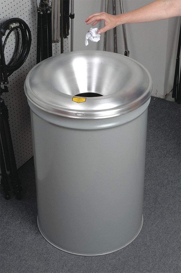 55 gal. Gray Aluminum Round Trash Can Outdoor Waste Bins