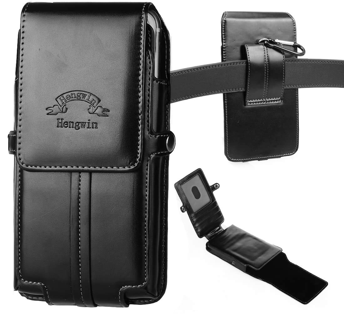 Hengwin Vertical Phone Holster, Smooth PU Leather Holster Belt Clip
