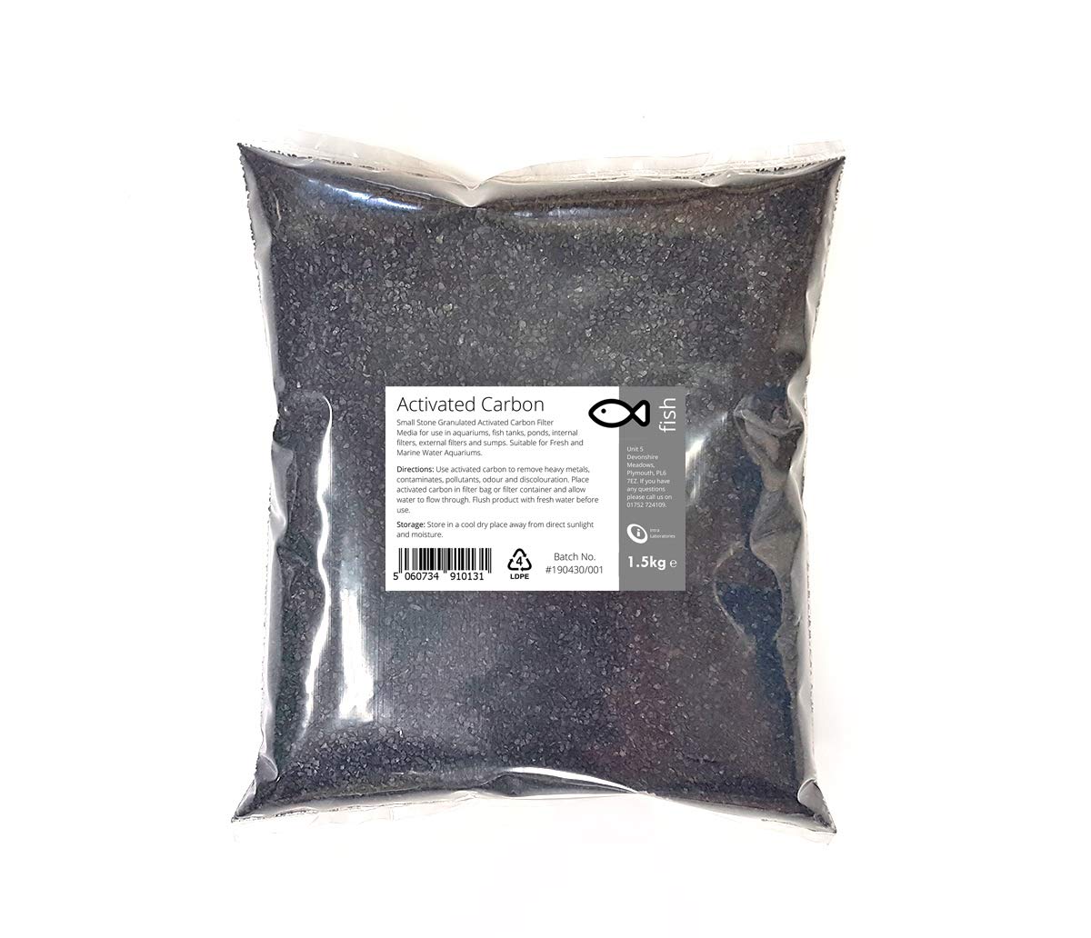 Intralabs Activated Carbon 1.5kg - Small Charcoal Granules Fish Tank Filter Media Aquariums