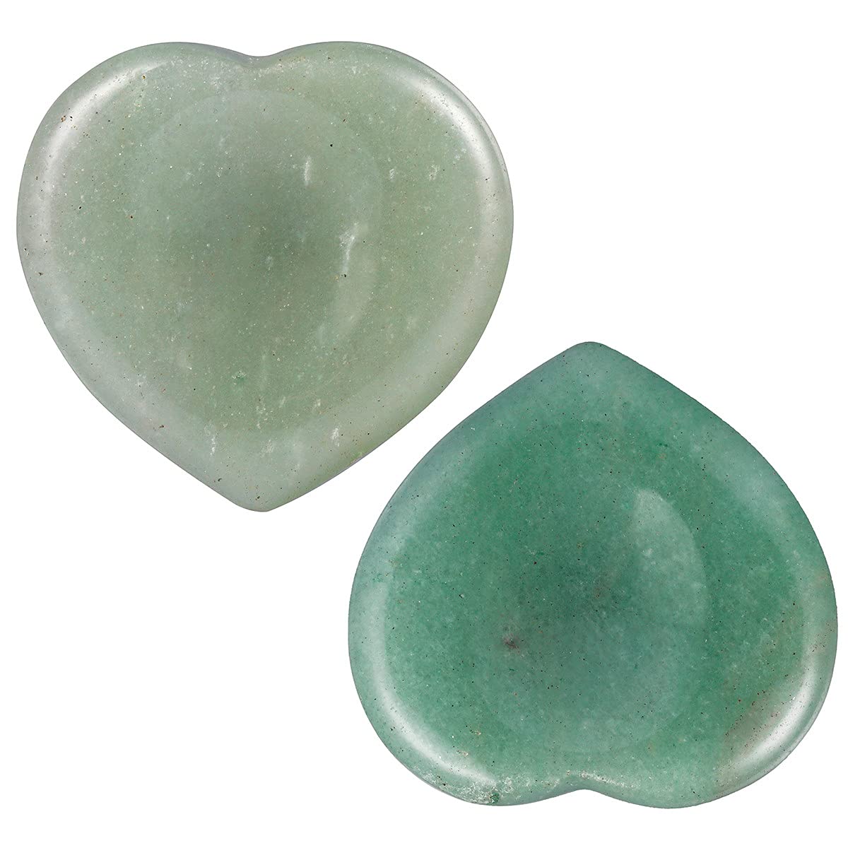 mookaitedecor Pack of 2 Heart Shaped Green Aventurine Crystal Thumb Worry Stones for Anxiety Stress Relief, Natural Healing Crystal Love Heart Good Luck Pocket Stone Gifts for Friends
