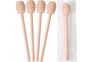 CJFOCUS 22 PCS Wooden Honey Sticks Dipper 6 Inch, Individually Wrapped Mini Honeycomb Honey Stirrer Stick For Honey Jar Dispense Drizzle Honey and Wedding Party Favors Gift