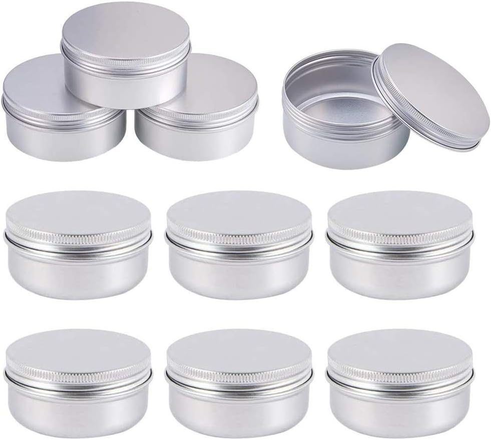 10 PCS 50ml Aluminum Tin Jars, Balm Containers Travel Jars with Screw Cap Lid for DIY Crafts Cosmetics, Salve, Cream, Candle