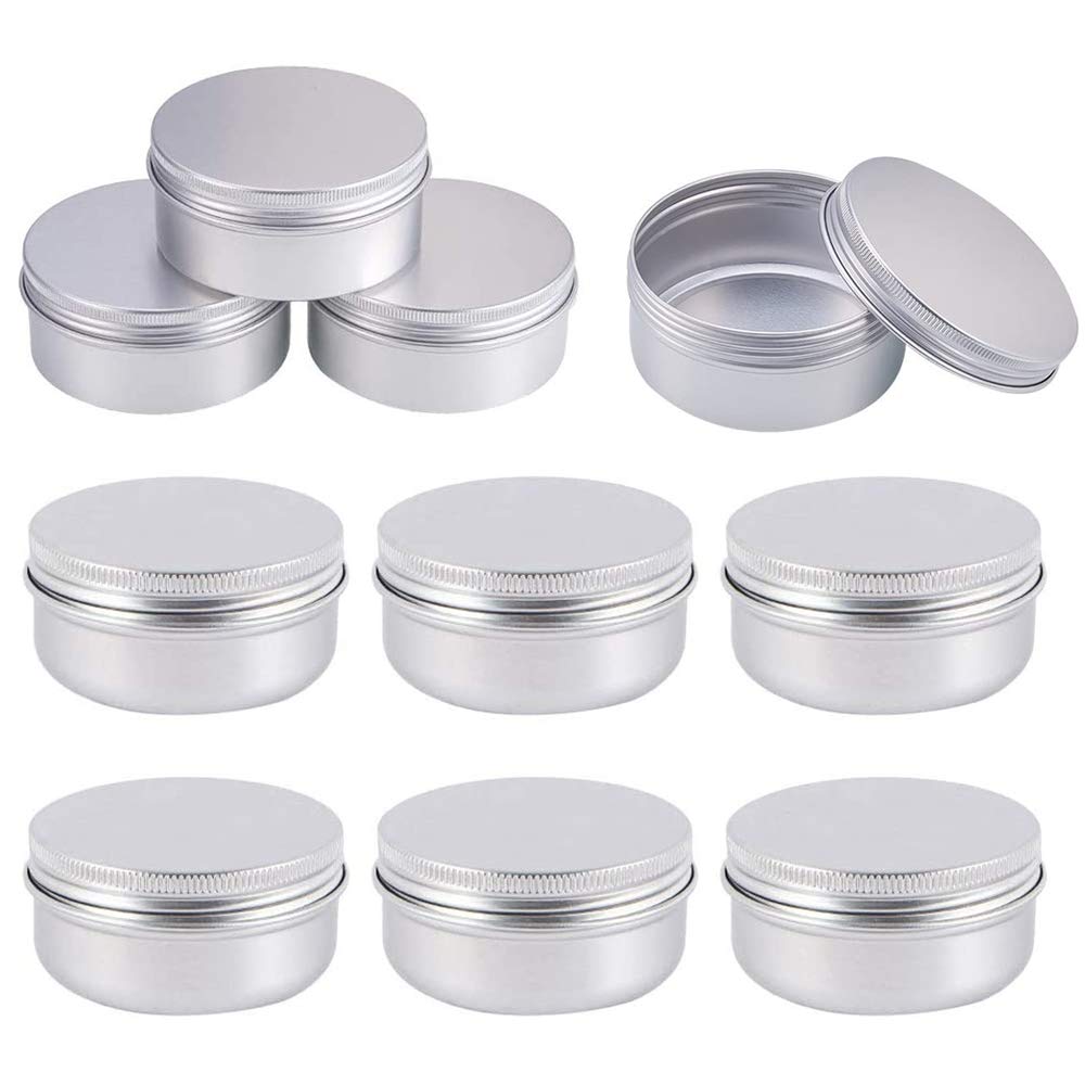 10 PCS 50ml Aluminum Tin Jars, Balm Containers Travel Jars with Screw Cap Lid for DIY Crafts, Cosmetics, Salve, Cream, Candle, Lip Balm Travel