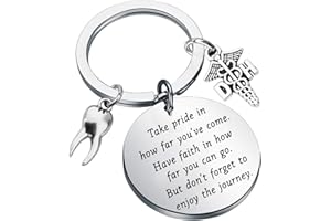 FUSTMW Dental Hygienist Keychain Gifts New Dentist Dental Graduation Gifts Dental Jewelry DH Student Dental Assistant Gift