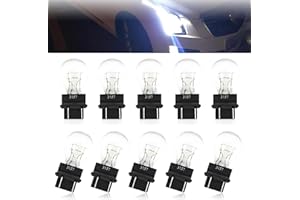 gunroil 10 Pack 3157 Car Brake Light Bulb Replacement, 12V 21/5W Vehicle Turn Signal Light Accessory, Waterproof Quartz Glass Lighting Bulbs Accessory, Universal for Most Cars (White)