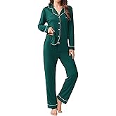 Ekouaer Womens Pajamas Set 2 Piece Button Down Pjs Soft Long Sleeve Top and Pants Sleepwear Set Lounge Sets