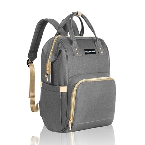 PACKNBUY Baby Diaper Bag Maternity Mother Backpack Grey