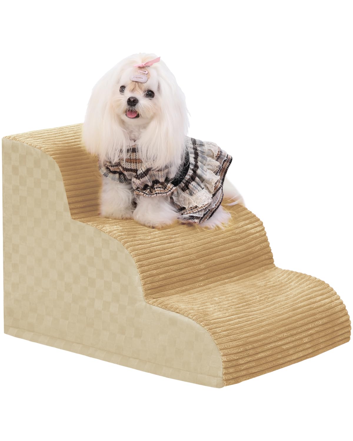 Photo 1 of Dog Stairs Ramp for Couch 15.7”H, 3-Step Pet Stairs for Small Dogs with High Density Foam, Dog Slope Stairs with Durable Non-Slip Bottom for Puppy Khaki