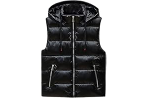 oelaio Women's Puffer Down Vest Full Zip Up Padded Hooded Coat Metallic Shiny Sleeveless Jacket 2025 Winter Warm Waistcoat