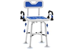 MIPLLW Shower Chair for Seniors Elderly Handicap Disabled Or Bariatric Adults, Heavy Duty 500 Lbs,Bench Seat for Inside Shower Stall and Bathroom Bath Tub with Arms and Back Adjustable Stool Chairs
