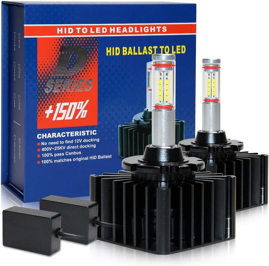 d1s led headlight bulbs conversion kit 100 decoding 360 luminous 8200lm 6500k 35w d1s led headlights replace oem xenon bulbs m9 d1s ca