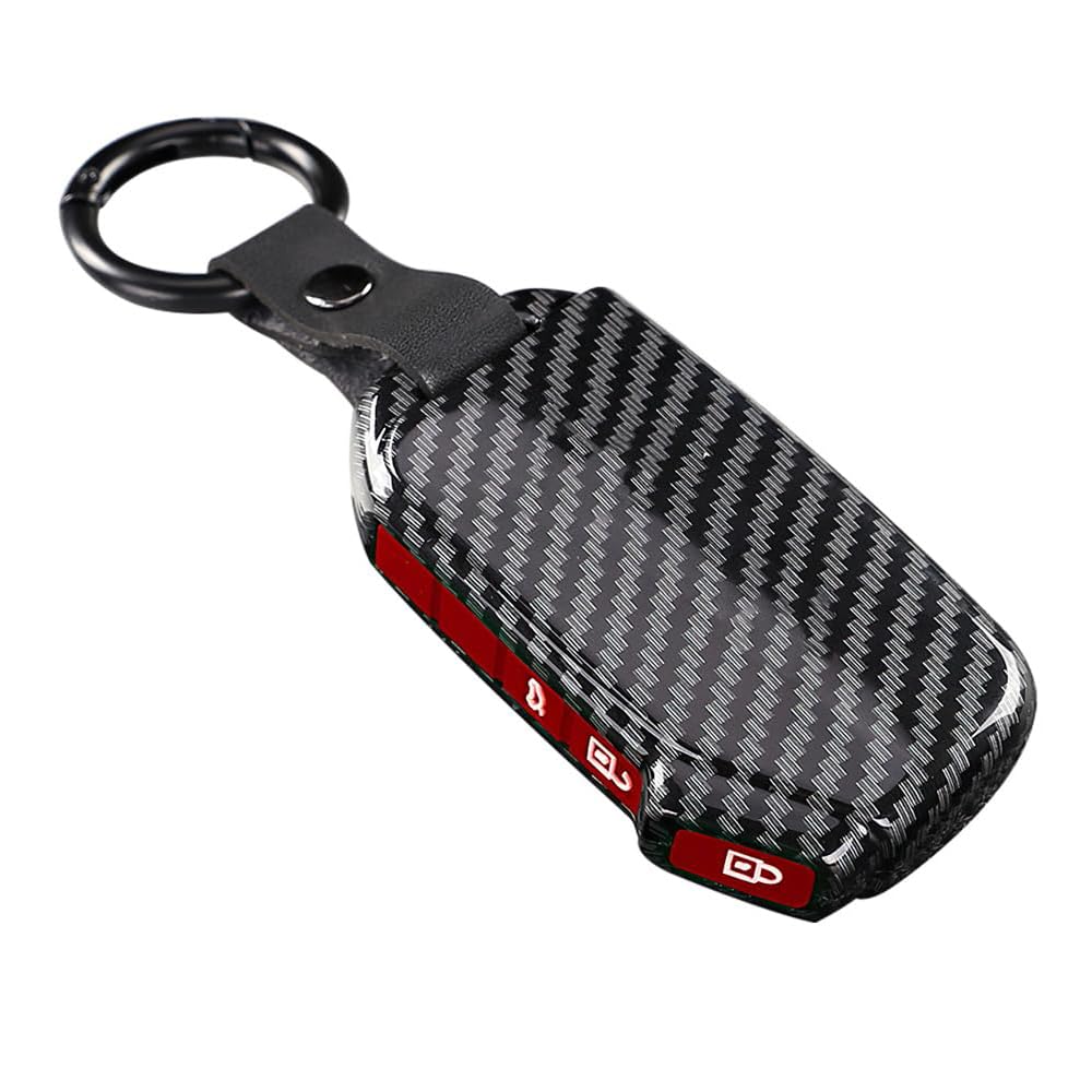 ontto Car Key Case for Kia Sportage R GT Stinger GT Sorento Ceed CD Cerato Forte 2018-2021 ABS 3 Button Carbon Fiber Red Car Key Cover