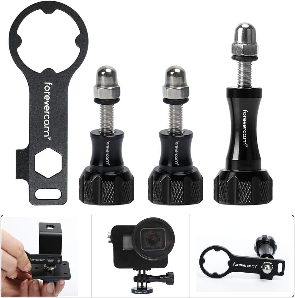 Forevercam 5-in-1 Action Camera Aluminum Thumbscrew Accessories Tripod Mount Adapter kit for GoPro Session, Fusion，Hero,6, 5, 4, 3+, 3, 2, 1,GoPro hero 2018