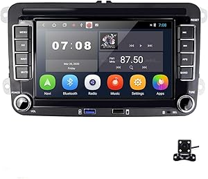 Android 10.0 Car Stereo for VW Passat Golf Jetta Tiguan Double Din 7 Inch Touch Screen Car Radio with Bluetooth GPS Navigation WiFi FM Radio Car Multimedia Player 2 USB Slot Head Unit + Backup Camera