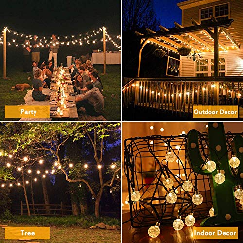 Lichterkette Solar Aussen, Vegena Warmweiß LED Lichterkette Solarlampen Außen Kristall Kugel 6.5M 30 LEDs IP65… – Bild 7