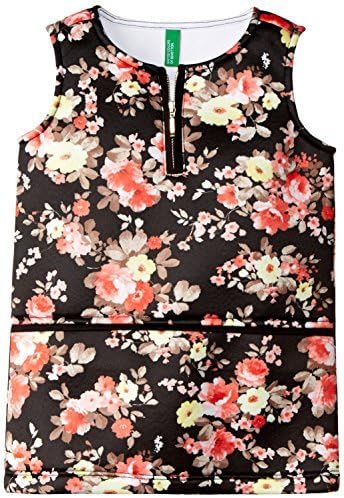 United Colors of Benetton Girls' Dress (15A3BONC77TKI901_Black and Print_XL)