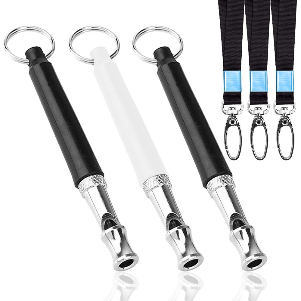 maxin 3 Pcs Dog Training Whistle, Interactive Toys Pet Tool Professional Dogs Whistles with Black Lanyard for Recall Training, Stop Barking