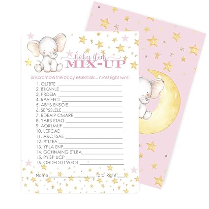 Amazon Com Paper Clever Party Elephant Baby Shower Games Word