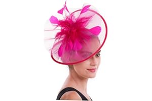 SAFERIN Women's Fascinators Feathers Tea Party Hat Veil Headband with Hair Clip for Cocktail Church