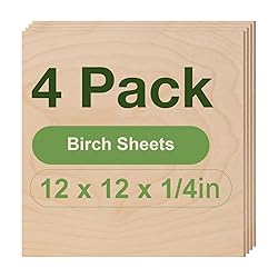 Rowood 4 Pack Birch Plywood 1/4,12x12x1/4inch,Birch