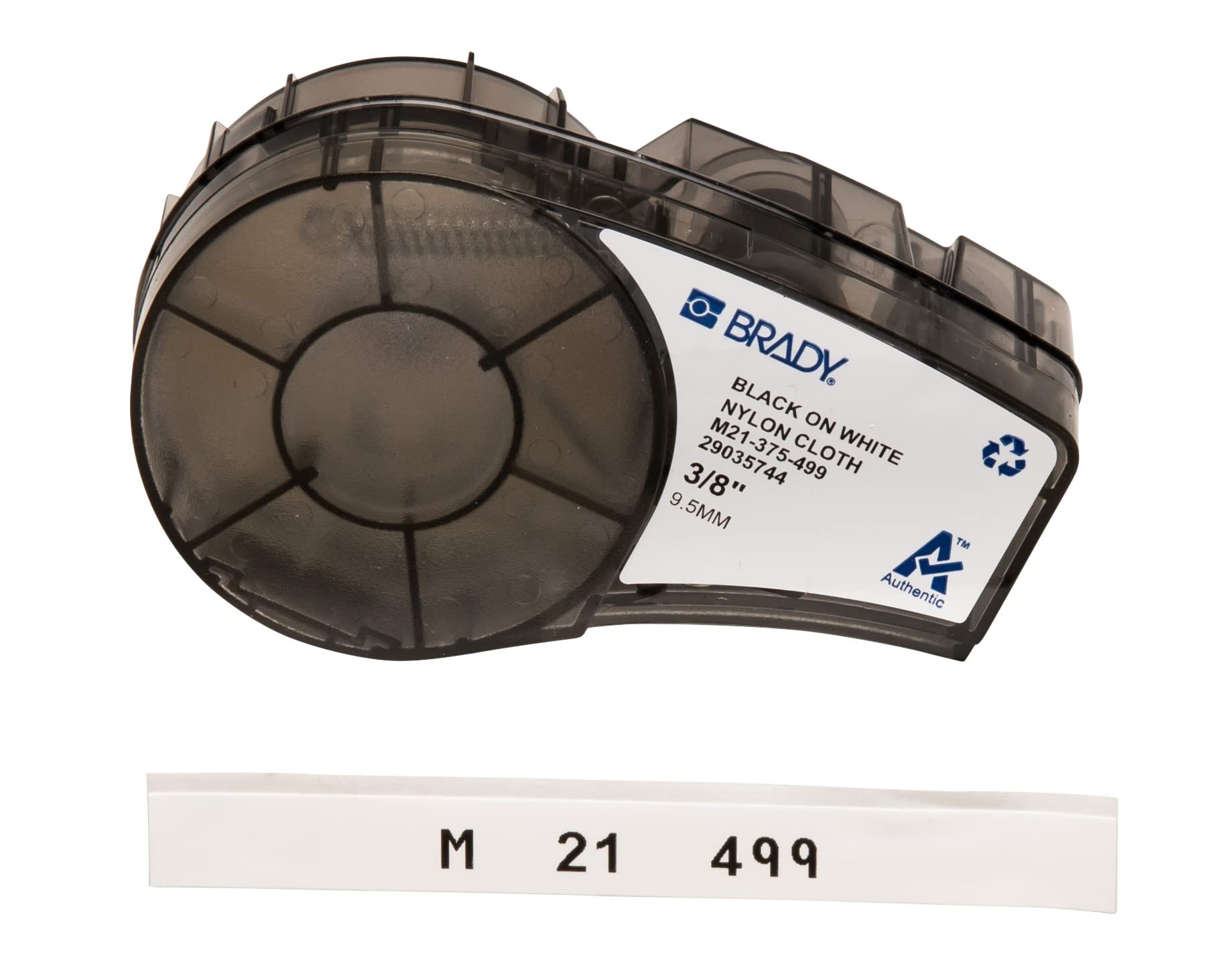 Photo 1 of Brady Authentic (M21-375-499) Multi-Purpose Nylon Label for General ID, Wire Marking, and Lab Labeling, Black on White- For M210, M210-LAB, M211, BMP21-PLUS and BMP21-LAB Printers, .375" W, 16' L