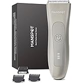 MANSPOT Pubic Hair Trimmer for Men(Chrome Gray), Replaceable Ceramic Blade Heads, Waterproof Wet/DryTrimmer for Men, 90 Minutes Shaving