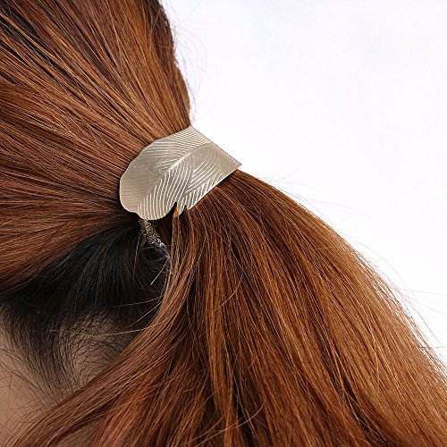 Coobbar 2Pcs Women Leaf Elastic Hair Band Rope Headband Elastic Ponytail Holder - Thumbnail 2