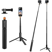 K&F Concept Invisible Selfie Stick, Extension Long Pole(120cm/47.2in) Compatible with Insta360 X5/X4/X3 GoPro Hero 13/12/11 D