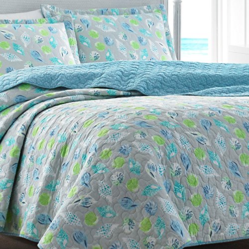 Laura Ashley At the Seashore Quilt Set, King, Pastel Blue